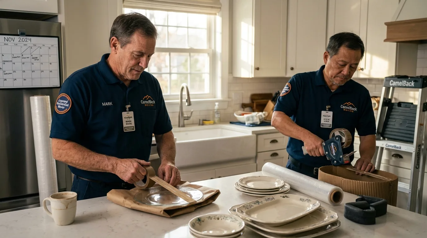 Professional crew packing kitchen dishware in Duck Hill, MS